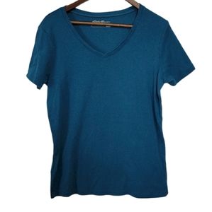 Eddie Bauer Vneck Blue Short Sleeve Top XL